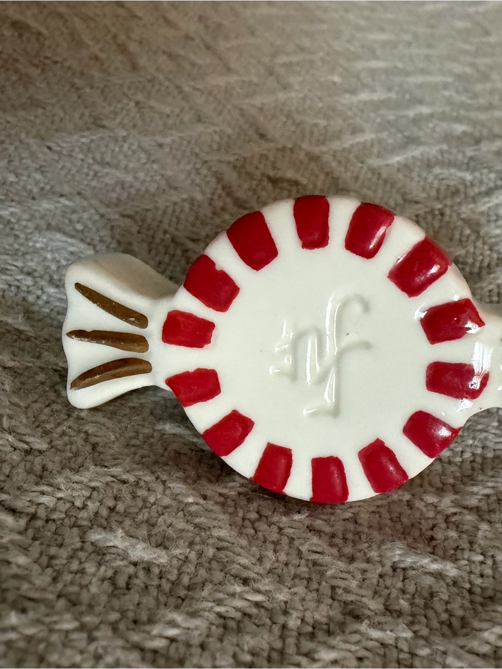 Nora Fleming Decorative White and Red Peppermint Candy Accent -